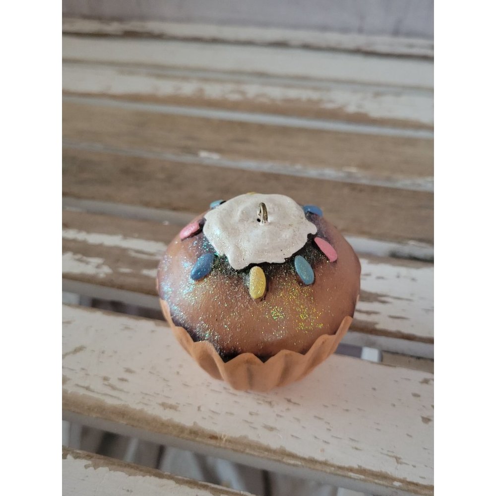 Vanilla sprinkle cupcake vintage baking ornament Baker Xmas tree decor